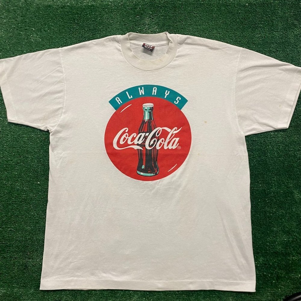 Vintage 90s Florida Marlins Coca-Cola T-Shirt White XL Single Stitch MLB Miami